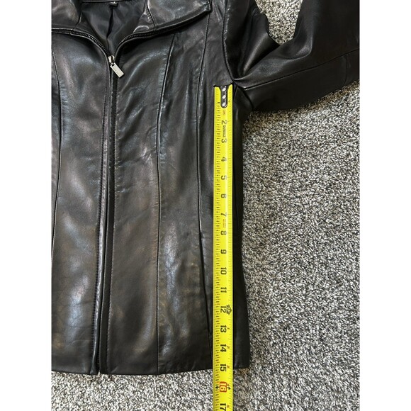 Anne Klein Genuine Leather Black Small Coat - Picture 6 of 13